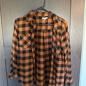 Maurices Black and Brown Plaid Casual Shirt